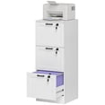 thumbnail image 1 of 3-Drawer Vertical File Cabinet with Lock, White Wood Grain MDF Office Storage Cabinet for A4 & Letter Size Files, Compact Printer Stand for Home Office and Workspace, 15.7"W x 39.8"H, 1 of 7