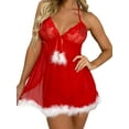 thumbnail image 3 of Enwejyy Womens Christmas Lingeries Sexy Sheer Lace Mesh Feathers Exotic Nightdress Babydoll Lingeries Underwear, 3 of 6