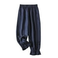 thumbnail image 2 of up to 60% off Gifts Usmixi Elastic Waist Trousers for Women Vintage Lace Patchwork Loose Wide Leg Long Pants Casual Solid Cotton Linen Pants with Pocket Navy m, 2 of 7