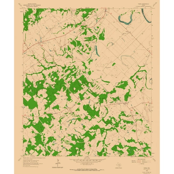 Topographical Map - Tunis Texas Quad - USGS 1962 - 23 x 27.46 - Vintage Wall Art
