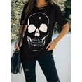 thumbnail image 2 of Summer Womens Short Sleeve Cotton Graphic Shirts Crewneck Tees Skull Distressed T Shirt Loose Casual Tops, 2 of 5