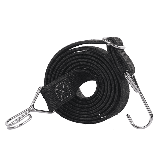 Heavy Duty Adjustable Black Bungee Cords, 118in Flat Elastic Straps with Hooks for Roof Rack, Camping, Luggage