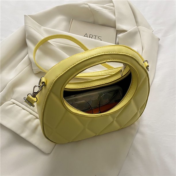 Bolsa cruzados de moda Diseño de nicho redondo de cuero PU para mujer (Amarillo) Likrtyny Para Estrenar