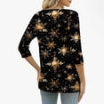 thumbnail image 6 of Womens Christmas 3/4 Sleeve Tops with Buttons V Neck Graphic Tshirts Printed Holiday Outfits Cute Tee Shirts (XL, Gold), 6 of 7