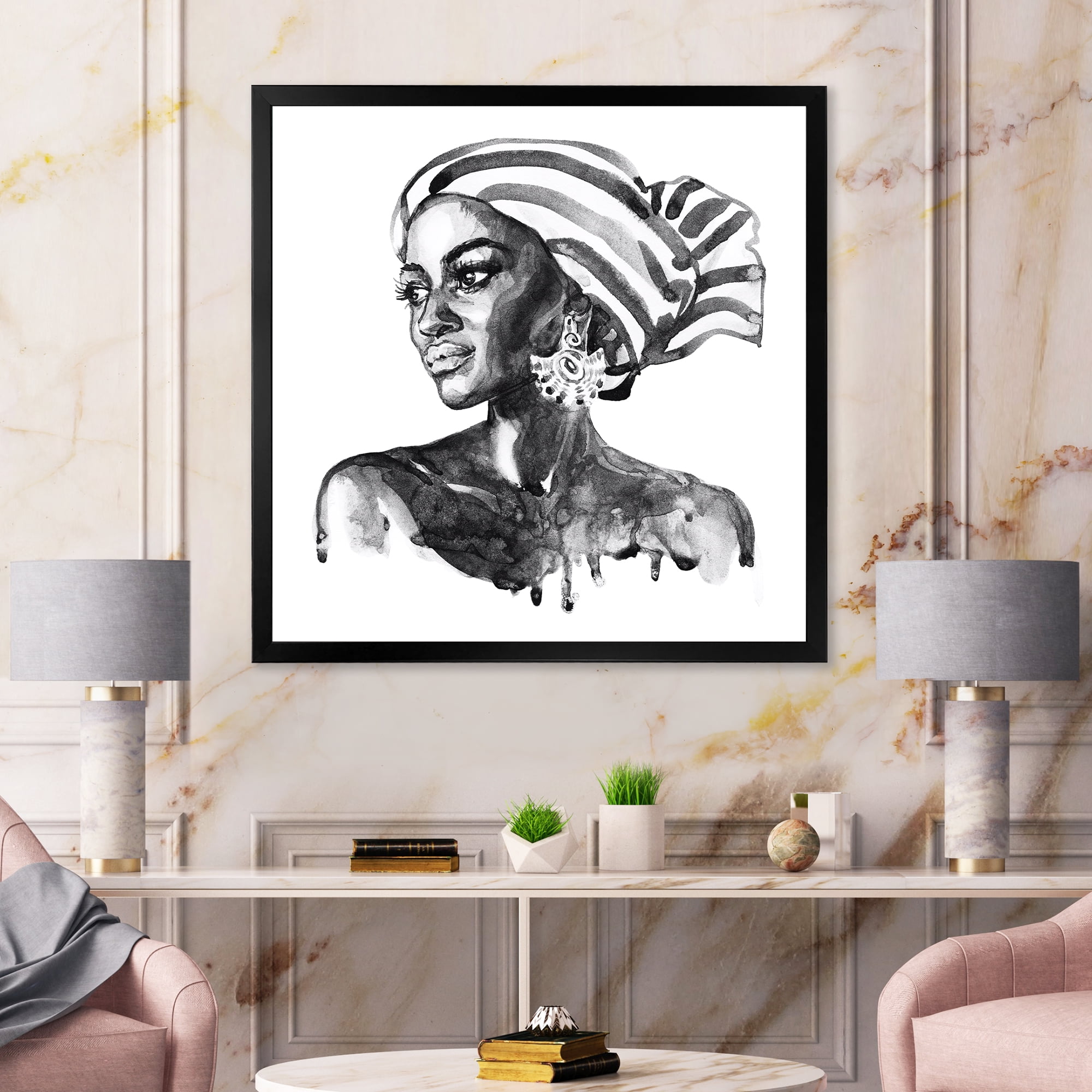Designart 'Portrait of Afro American Woman XII' Modern Framed Art Print