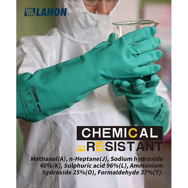 LANON Gants résistants aux produits chimiques en nitrile, gants de