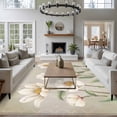 thumbnail image 3 of Large Area Rugs for Living Room Bedroom, White Floral 5'x8' Rug Washable Carpet Runner Indoor Outdoor, Spring Botanical Vintage Flower Leaf Plant Non Slip Floor Mats Rug for Kitchen, Bathroom, 3 of 8
