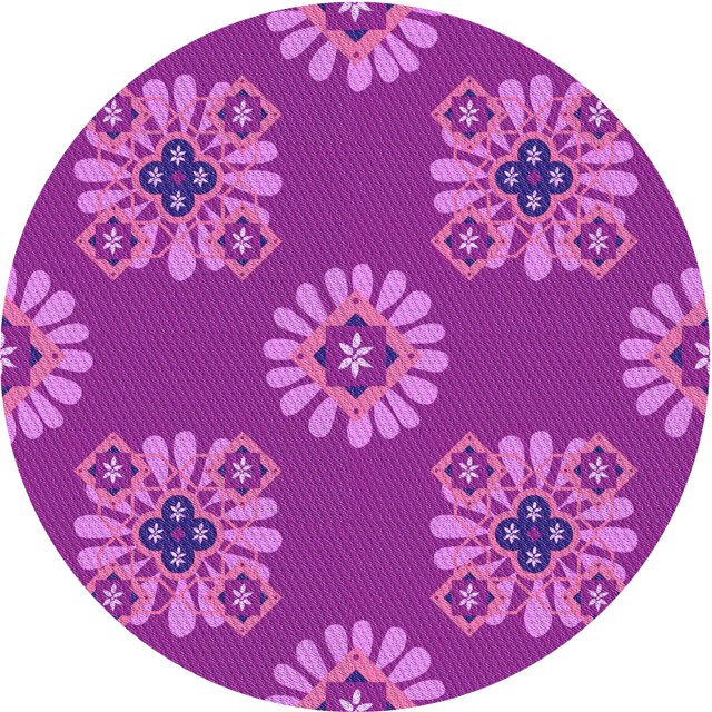 Ahgly Company Machine Washable Indoor Round Transitional Fuchsia or Magenta Purple Area Rugs, 5' Round