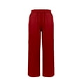 thumbnail image 3 of VOONCAS Women's High Waisted Wide Leg Casual Pants - Wine Color, Size L, Polyester Spandex Stretch Breathable, Elastic Drawstring Waist for Everyday Wear/Outings, 3 of 4