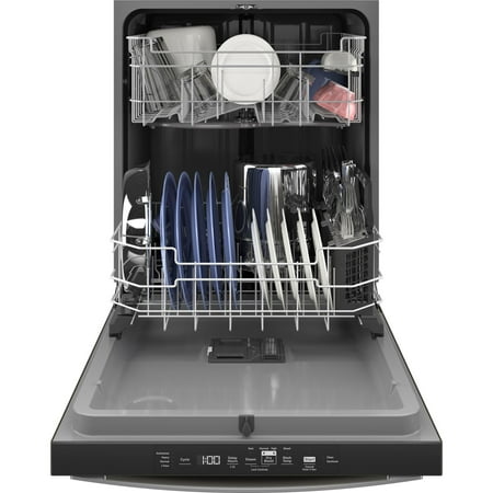 GE - Top Control Built In Dishwasher with Sanitize Cycle and Dry Boost, 52 dBA - Slate