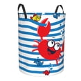 thumbnail image 2 of Kll Red Funny Crab On Blue Stripe Waterproof Foldable Laundry Hamper Bucket With Handles For Storage Bin,Kids Room,Home Organizer (Small), 2 of 8