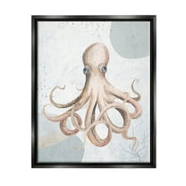 Stupell Industries Aquatic Octopus Sea Life Graphic Art Jet Black Floating Framed Canvas Print Wall Art, Design by Patricia Pinto