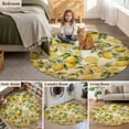 thumbnail image 5 of Lemon Round Area Rug 8Ft Washable Large Circle Rugs for Living Room Dorm, Farmhouse Vintage Summer Retro Fruits Yellow Brown Non-Slip Carpet Floor Mats Indoor Outdoor Carpet Runner Home Decor, 5 of 8