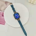thumbnail image 6 of Weaven Texture PU Leather Watch Strap for Apple Watch Band 42mm 44mm 45mm 49mm Women and Girls, Watch Replacement Bands with Plating Flower Design for iWatch Series 9/8/7/6/5/4/SE/3/2/1/Ultra, Blue, 6 of 9