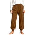 thumbnail image 3 of SYwaren Lounge Pants for Women Casual Straight Leg Elastic Waist Solid Color Athletic Tapered Comfy Fashion Everyday Jogger Sweatpants, 3 of 6