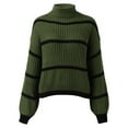 thumbnail image 6 of oqasdz Womens Sweaters Winter Oversized Long Sleeve Striped Sweater Turtleneck Side Split Tunic Pullover Jumper Knit Tops Casual Cozy Daily Wear, 6 of 6