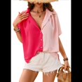 thumbnail image 3 of Blusas Casuales Clásicas de Corte Abotonado para Mujer, de Corta, Estilo Hawaiano para Vacaciones en la Playa, Color Rojo Polvo XL, 3 of 6