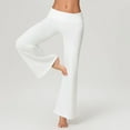 thumbnail image 4 of felwors Fold Over Yoga Pants for Women Low Rise Straight Leg Sweatpants Y2k Solid Color Stretchy Loose Gym Lounge Leggings（White， XL）, 4 of 4