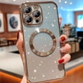 thumbnail image 2 of Magnetic Case for iPhone 14 Pro 6.1 inch with Gradient Glitter,[Compatible with MagSafe] Luxury Plating Cute Clear Bling Sparke Case for Women Girls,Shockproof TPU Camera Protector Cover-Gold, 2 of 12