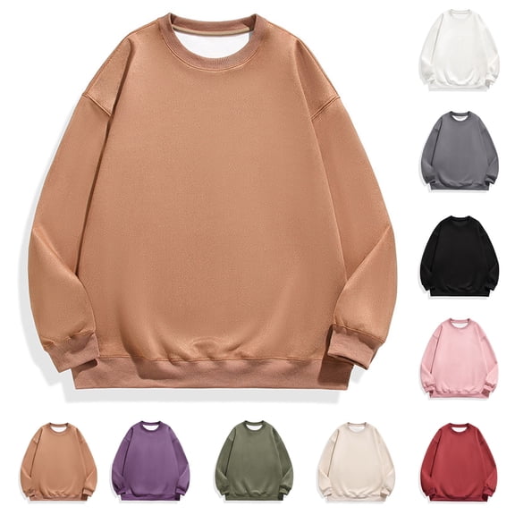 safuny Men's Oversized Pullover Loose Cotton Shirts Long Sleeve Crew Neck Fall Tops Leisure Comfy Solid Shirts Trendy Holiday Army Green M