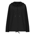 thumbnail image 5 of UDAUDU Women's Waterproof Raincoat Lightweight Rain Jacket with Hooded Windbreaker Trench Rain Coat with Pockets for Outdoor Black S, 5 of 10