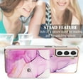 thumbnail image 5 of Slim Wallet Design for Samsung Galaxy S21 FE Case with Card Holder, Marble Pattern Back Flip Case PU Leather Kickstand Card Slots Magnetic Clasp Shockproof Anti-fall for S21 FE, Darkpurple, 5 of 5