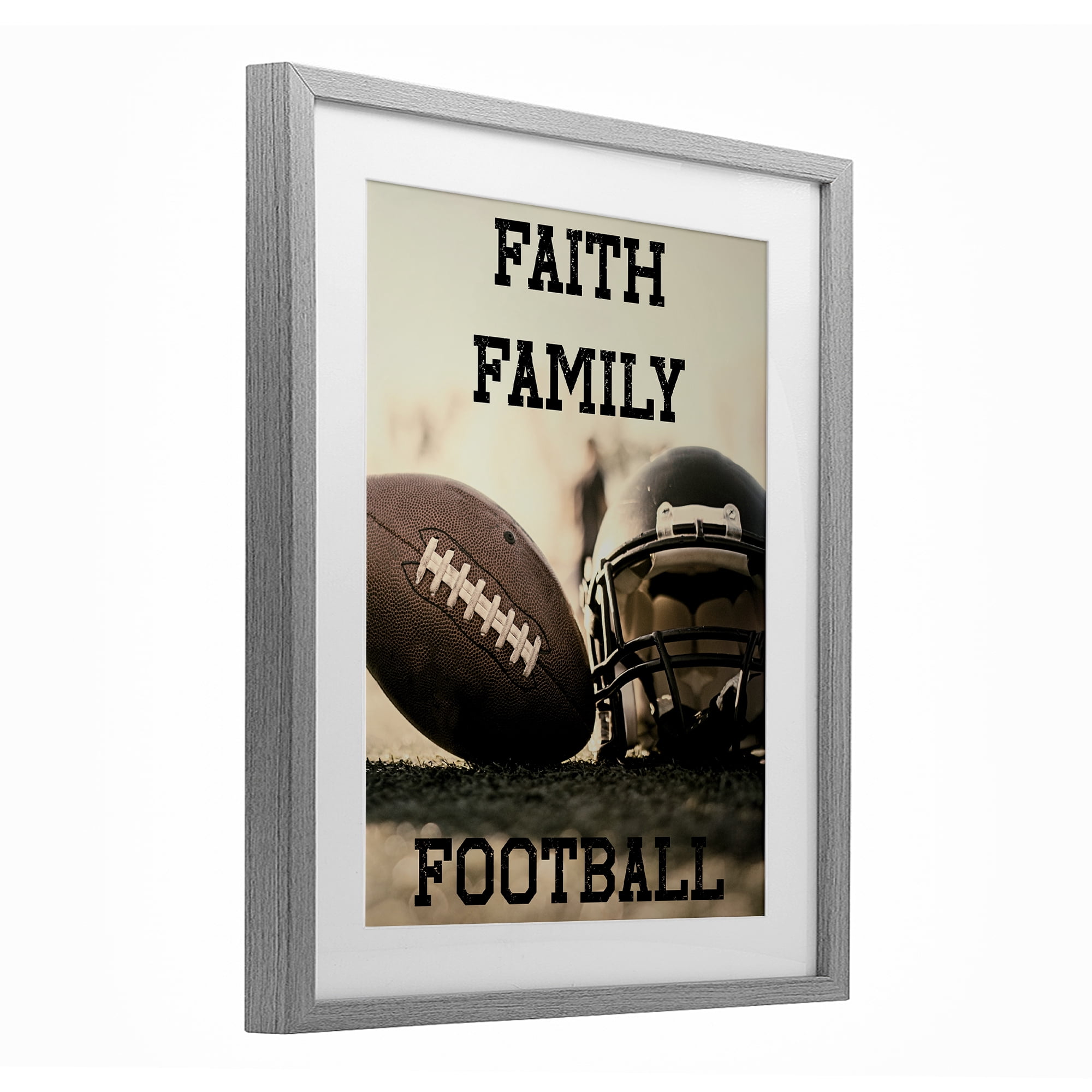 Stupell Industries Faith Family Football Gray Framed Print Under Glass, design by Jesse Keith