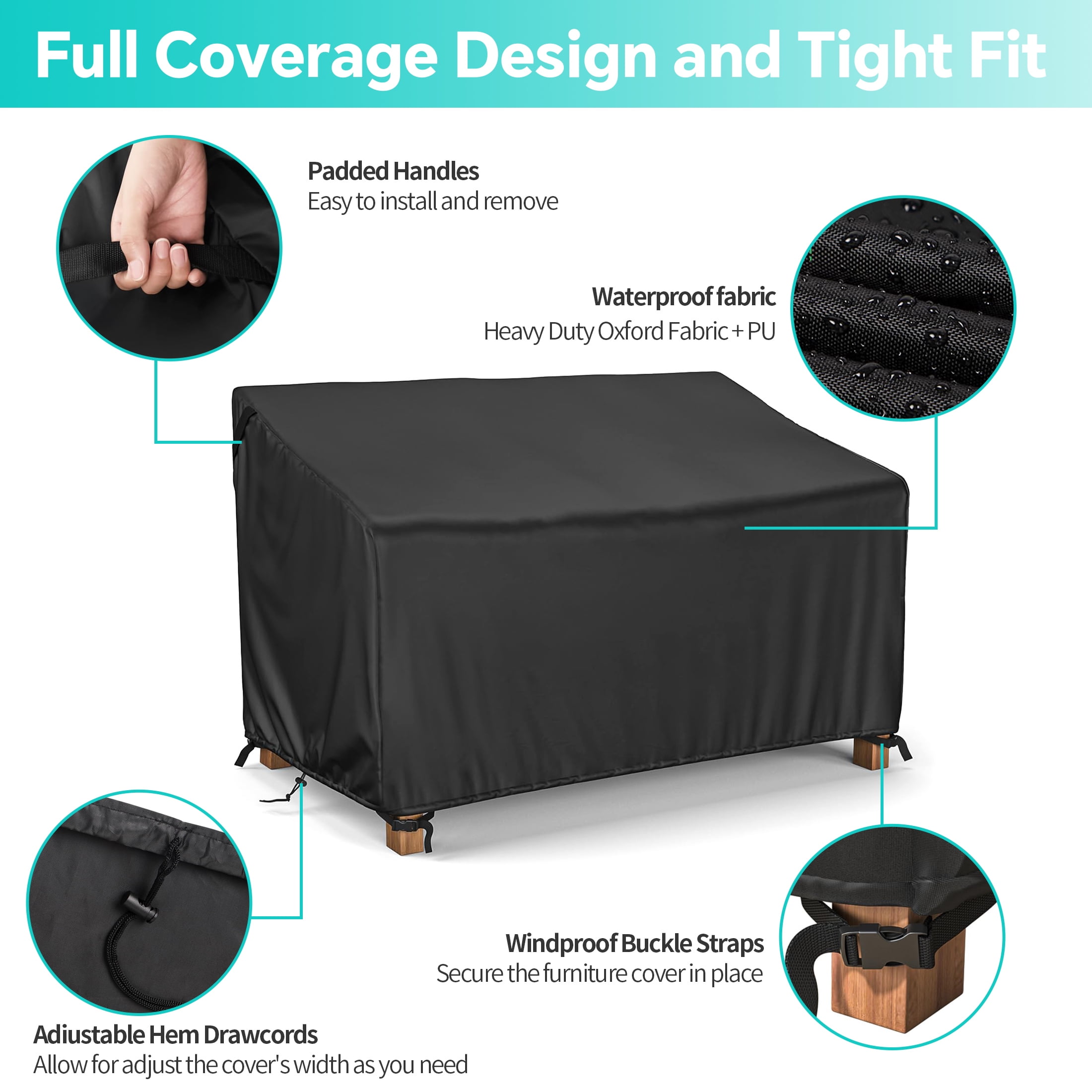 LCGOD Patio Sofa Cover Waterproof, 3-Seater Deep Lounge Loveseat Cover, Lawn Patio Furniture Cover, Heavy Duty Outdoor Couch Cover with Handle, 83" W x 39" D x 28" H