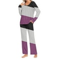 thumbnail image 2 of Ahabrexf Womens Pajama Sets, Gradient Printed Casual Top and Pants Lounge Set, 2 of 6