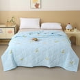 thumbnail image 5 of Fmbmuo Washed Cotton Summer Conditioning Quilt Lightweight Breathable Air Conditioner Blanket Machine Washable Twin Size (Blue), 5 of 5