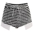 thumbnail image 3 of Aayomet Shorts en Lin pour Femmes Rayé Taille Haute Shorts (Noir, TG), 3 of 4