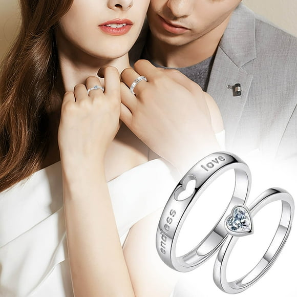 Dvkptbk The Ring Heart Shaped Zircon Couple Men's and Women's Open Diamond A Pair of Rings Home Decor on Clearance