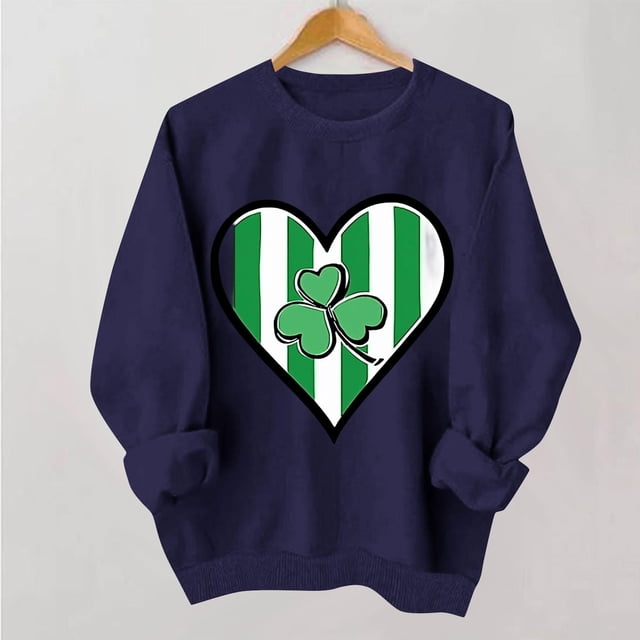 TaTaai Women Casual St Patrick's Day Printed Crew Neck Long Sleeve No Hood Sweatshirt Ladies Spring Daily Office Street Wear Soft Comfortable Machine Washable Stylish Top Gift