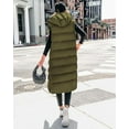 thumbnail image 3 of FreshPretty Long Puffer Vest Women Quilted Hooded Button Down Zip Up Sleeveless Vests Outerwear Padded Jacket Fall Winter Coat, 3 of 6
