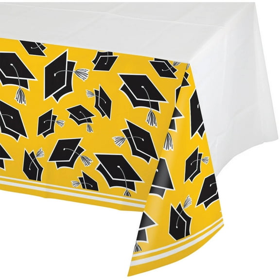 School Spirit Yellow Plastic Tablecloth