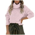 thumbnail image 2 of Women's Casual Sweater Turtleneck Long Sleeve Solid Loose Knit Sweater, 2 of 5