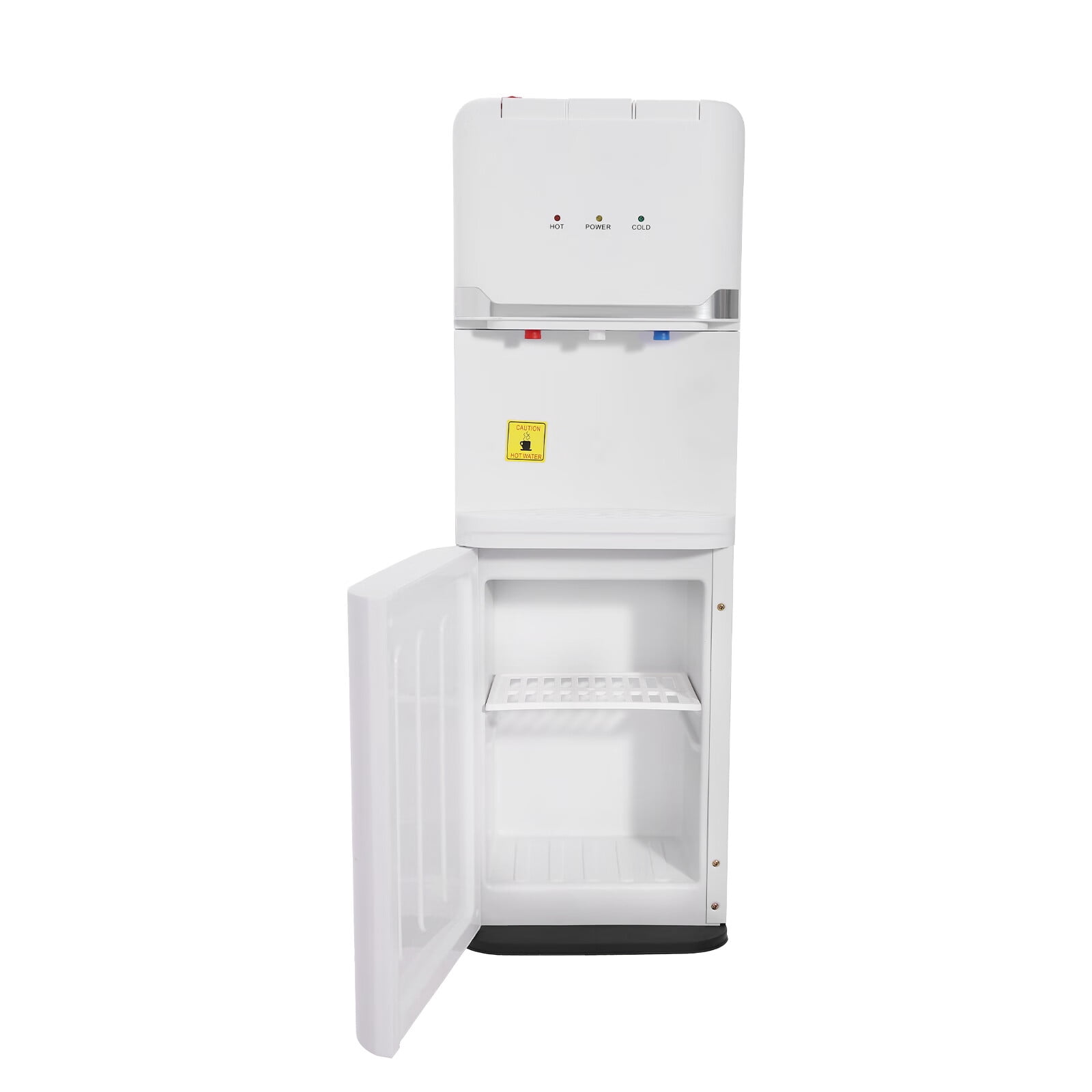 Aiqidi 550W Top Loading Water Dispenser 5 Gallon Vertical Cold and Hot Water Dispenser Home Office Dorm Anti-Scalding Design Water Dispenser with Storage Cabinet 32.68" High (White)