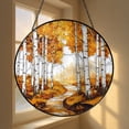 Birch Forest Glass Suncatcher Window Decor, Serene Woodland Scene, Calm ...