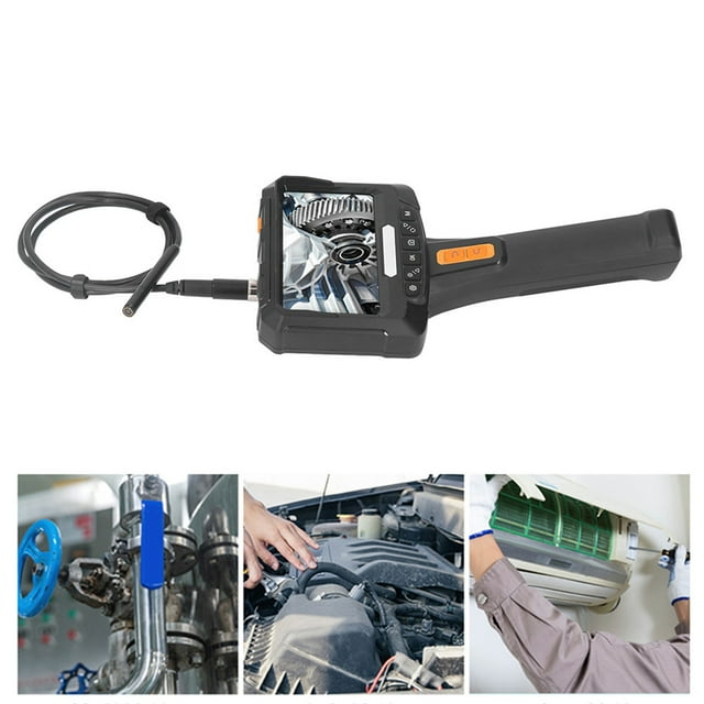 Dual Lens Industrial Endoscope Camera with 360 Two Way Rotation, 5in Screen HD Borescope for Pipe Sewer Inspection