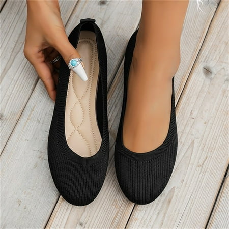 Women s Flats | Ballet Flats for Women | Flat Shoes | Dressy Shoes for Women | Round Toe Flats | Soft Leather Shoes Women Black 7.5