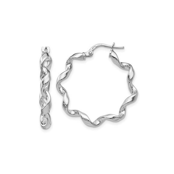 Gem & Harmony Sterling Silver Twisted Hoop Earrings 1 inch (2.20 mm Thick) for Women