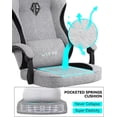 thumbnail image 5 of Gaming Chair with Footrest, Ergonomic Lumbar Support Video Game Chair with Metal Legs, High Back Reclining Silla Gamer Chair with Headrest (Grey), 5 of 8