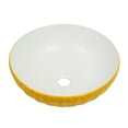 thumbnail image 4 of 16" Round Ceramic Vessel Bathroom Sink – Modern Textured Bowl Design in Yellow, 4 of 8