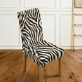 thumbnail image 2 of COEQINE Dining Chair Slipcovers Set of 1, Machine Washable Stretchable Chair Covers for Dining Chairs, Universal Fit Polyester Spandex for Stain & Scratch Protection, Zebra Print Beige, 2 of 7