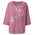 thumbnail image 4 of YUNAFFT Womens Tops Casual Loose Fashion Women's Fashion Printed V- Neck Three Quarter Sleeve T-shirt Blouse Loose Tops On Sale, 4 of 5