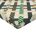 thumbnail image 4 of Ambesonne Abstract Boho Fitted Sheet, Trippy Geometric Grid, Twin XL Size, Cream Sea Blue Raspberry, 4 of 5
