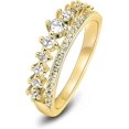 thumbnail image 1 of Anillo de compromiso de oro para mujer, elegante anillo chapado en oro de 14 k, doble fila, banda de eternidad, tamaño, 1 of 4