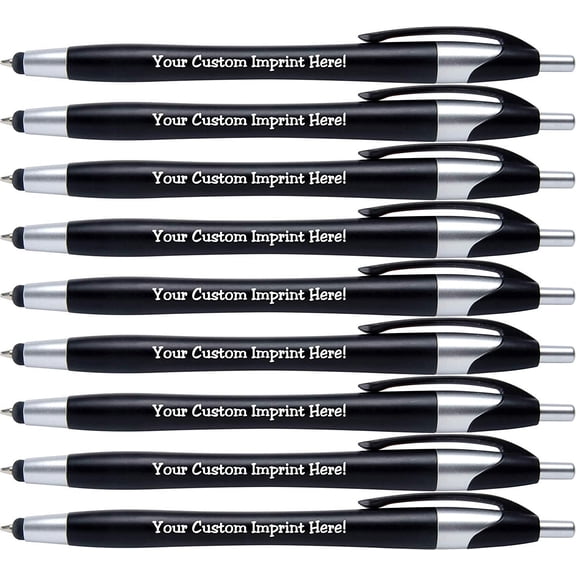 Express Pencils Metallic Stylus Pens, Medium Point, 0.7 mm, Assorted Ink Colors, 12 Pack