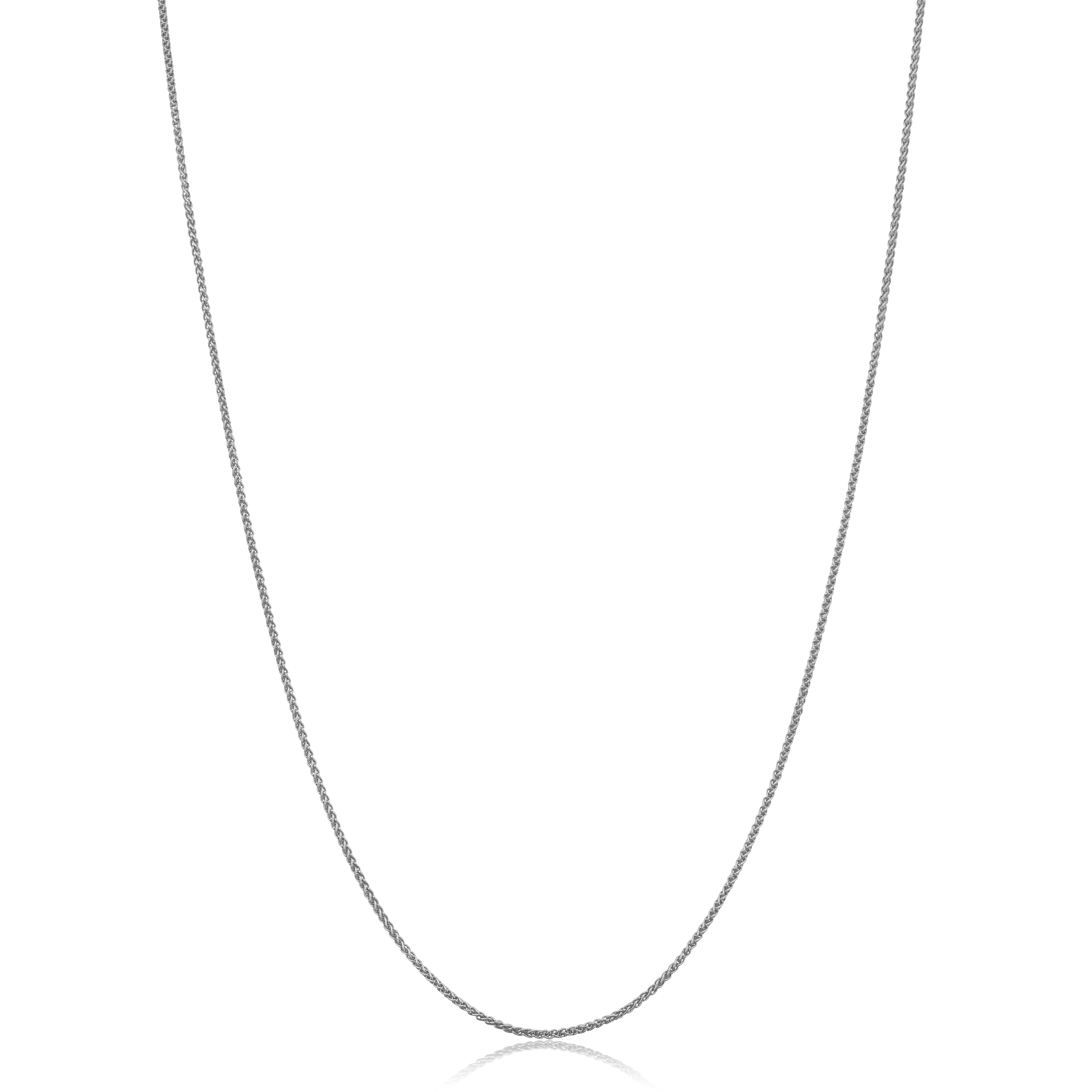 14K White Gold 1.0mm Round DiamondCut Wheat Chain