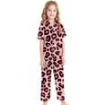 thumbnail image 3 of CAIXIA Girls Pajama Set Shorts 3-Piece Soft Button Down Silk Pajamas Tee,pants & Shorts Satin Pjs Sleepwear Lounge Sleep Set Nightwear for Bedtime,77-Hot Pink, 3 of 7
